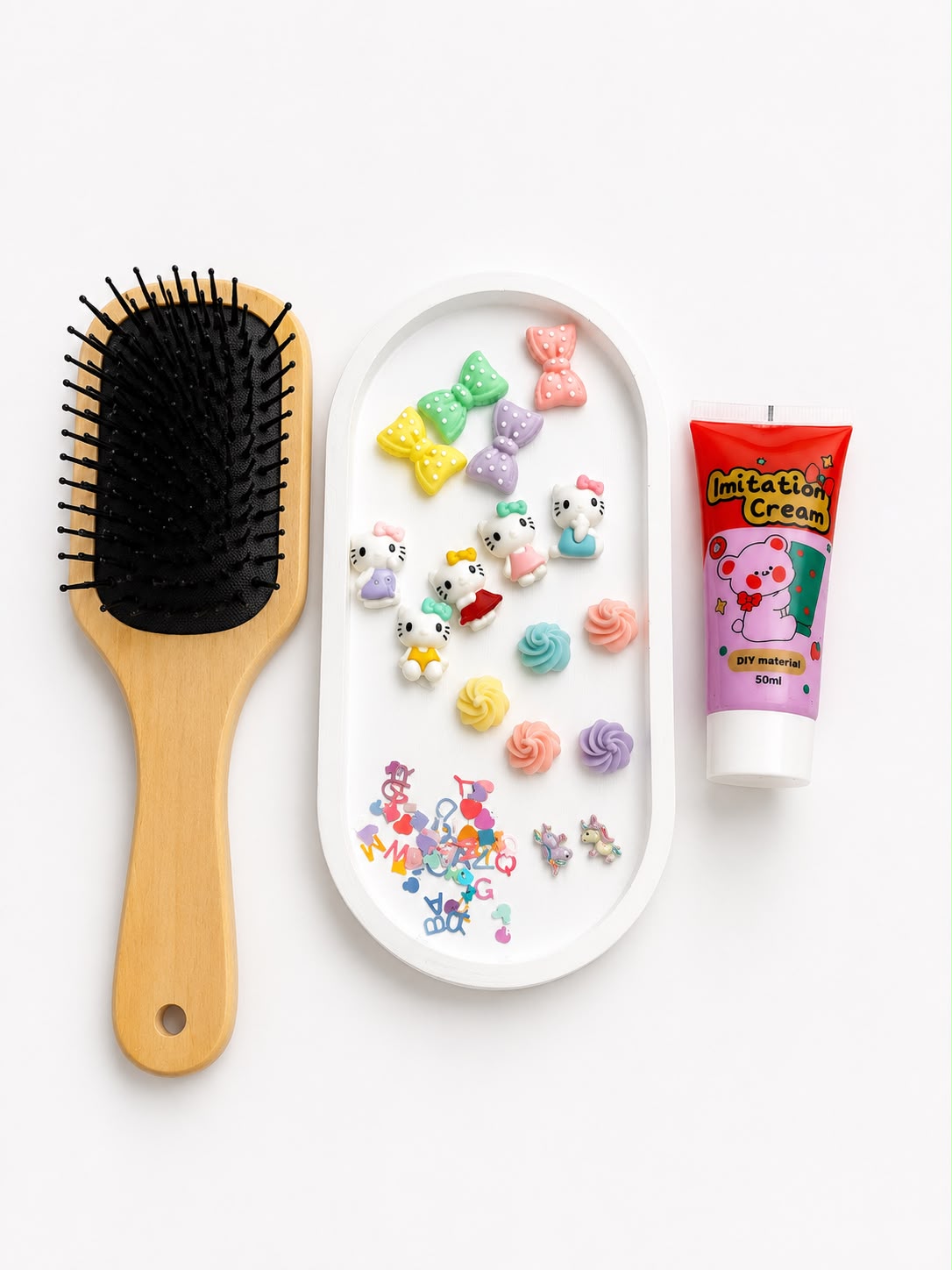 DIY Decoden Hair Brush Kit Contents - F